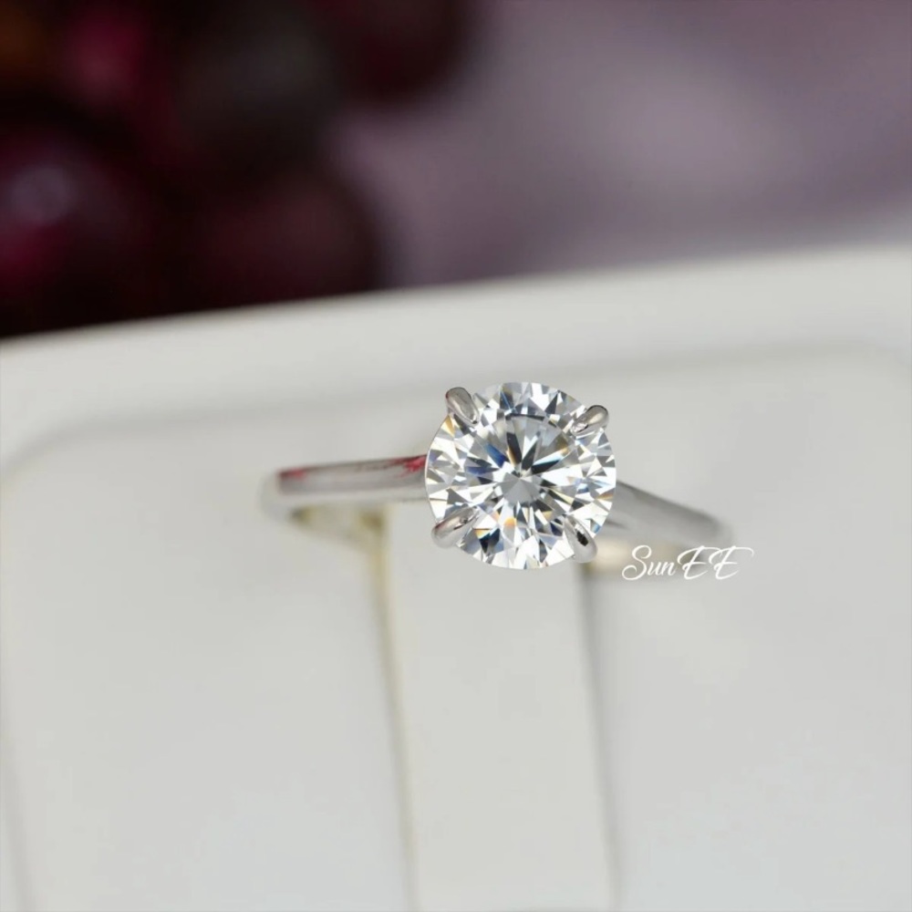 Solitaire ring size 6 sterling silver